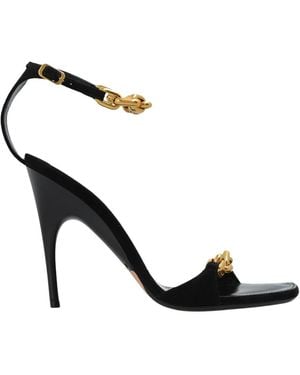 Balenciaga Schoenen ,Zwart ,Leer Duchesse Sandalen Met Hoge Hak