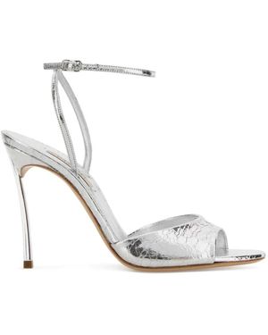 Casadei Schoenen ,Grijs ,Leer 110Mm Leren Sandalen Met Hak - Wit