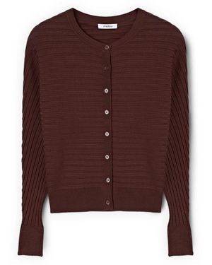 mötivi Truien & Vesten ,Bruin ,Polyester Horizontale Gebreide Cardigan Met Ribbels