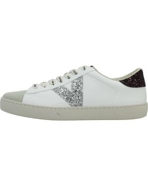 Victoria Schoenen ,Wit ,Leer Berlin Glitter Cordon Logo
