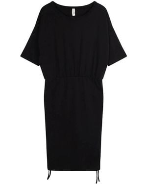 10Days Kleedjes ,Zwart ,Katoen Organische Katoenen Aansluitende Jurk Met Zijveters