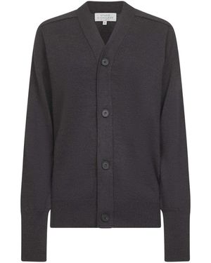 Studio Nicholson Merinowolle V-Ausschnitt Pullover Braun - Schwarz