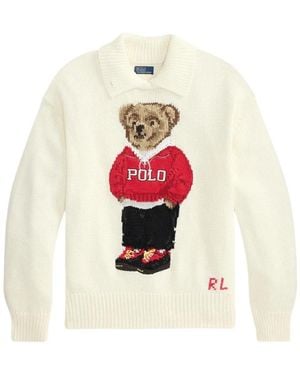 Ralph Lauren Truien & Vesten ,Katoen Polo Bear Linnen-Katoen Trui - Wit