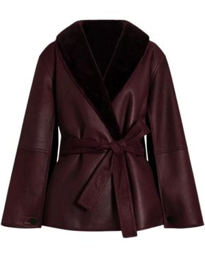 Alberta Ferretti Wendbarer Kurzer Lammfellmantel - Lila