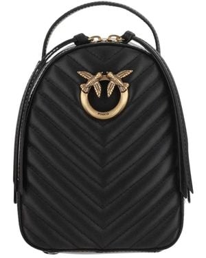PINKO Zaino in pelle con logo e cerniera - Nero