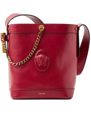 Versace Pivot Kleine Leren Bucket Bag - Rood