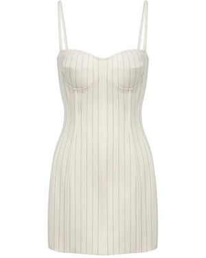 Dondup Slim Pinstripe Mini Jurk - Wit