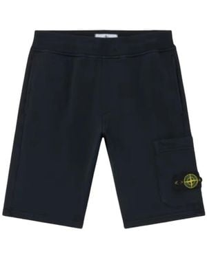 Stone Island Baumwoll-Logo-Patch-Shorts - Blau