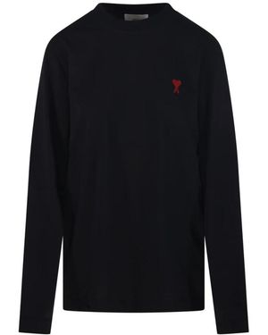 Ami Paris Tops ,Zwart ,Katoen Adc Long Sleeve T-Shirt