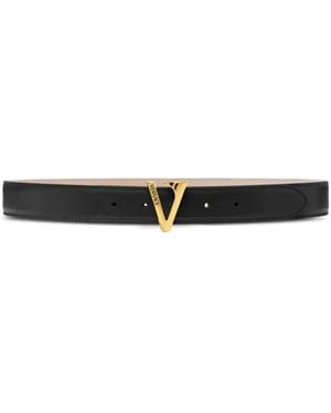 Versace V Ledergürtel 3 Cm - Schwarz