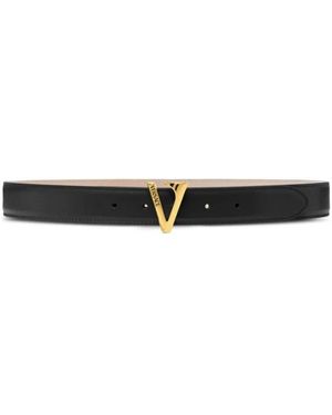 Versace V Leren Riem 3 Cm - Zwart