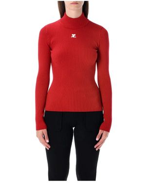 Courreges Gebreide Trui Met Mock Hals - Rood