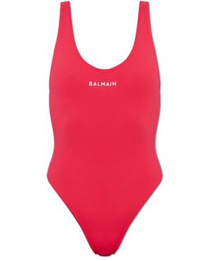 Balmain Badpak Met Logo-Print - Rood