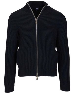 Fedeli Geribbelde Cashmere Zip-Up Vest - Blauw