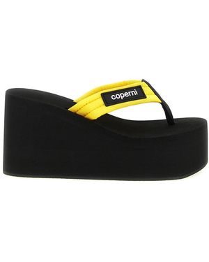 Coperni Schoenen ,Geel ,Sandalen Met Sleehak En Logopatch - Zwart