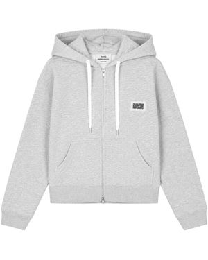 Mads Nørgaard Hoodies & Sweatvesten ,Grijs ,Leer Bobo Hood Sweatshirt Standard