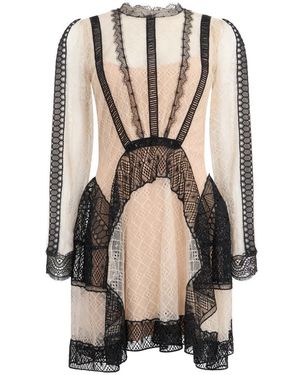 Alberta Ferretti Kleedjes ,Veelkleurig ,Katoen Elegant Kantjurk - Meerkleurig