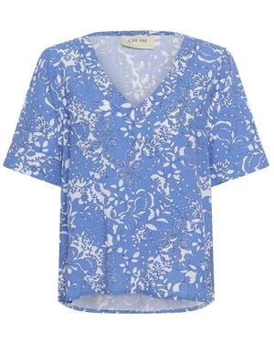 Cream Blouses - Blue