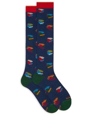 Gallo Lange Gemusterte Socken - Blau