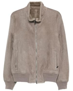 Salvatore Santoro Graues Sheepskin Gerippter Saum Oberbekleidung - Braun