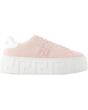 Versace La Greca Suede Platform Sneakers - Pink