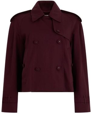 Burberry Double-Breasted Coats - Purple