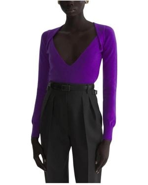 Mugler V-Neck Knitwear - Morado