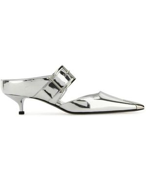 McQueen Schoenen ,Grijs ,Leer Punk Buckle Mule - Wit