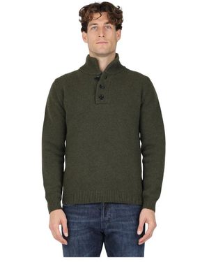 Dondup Wollpullover Mit Rollkragen Und Wollknöpfen - Grün