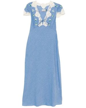RIXO London Kleedjes ,Blauw ,Katoen Amari Midi Jurk