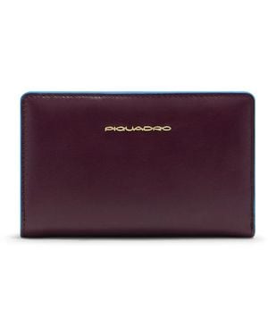 Piquadro Blaue Quadratische Brieftasche - Lila