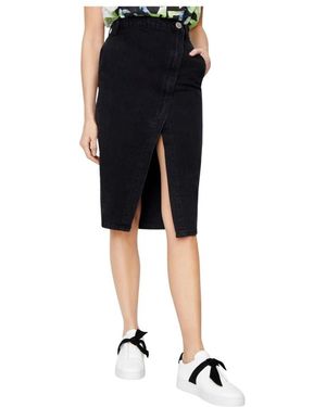One Teaspoon Split High-Rise Midi Rok - Zwart