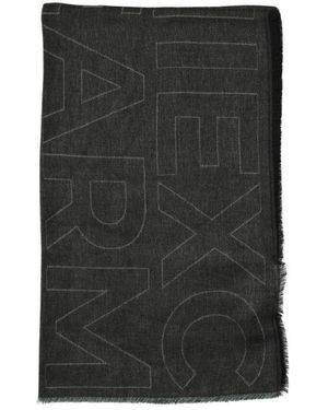 ARMANI EXCHANGE Minimalistischer Logo Gewebter Winterschal - Schwarz