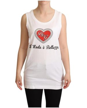 Dolce & Gabbana La Moda Crystal Tank Top T-shirt - White