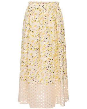 Marni Rokken ,Veelkleurig ,Linnen Linnen Rok Met Brushstroke Wave-Print - Naturel