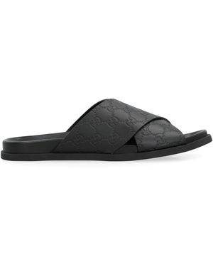Gucci Schoenen ,Zwart ,Leer Slippers Van Leer