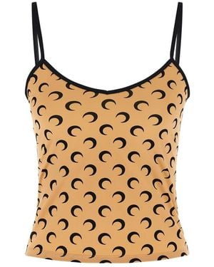 Marine Serre Moon Printed Jersey Straps Top - Bruin