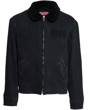 KENZO 'Happy Tiger' Embroidered Utility Fleece Jacket - Black
