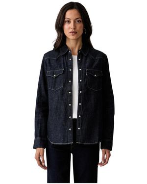 Levi's Overhemden ,Blauw ,Denim Heritage Western Denim Overhemd Met Knoopsluiting - Zwart