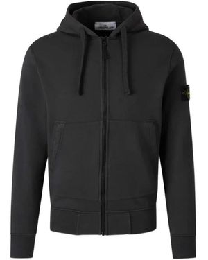 Stone Island Hoodies & Sweatvesten ,Grijs ,Katoen Felpa Zip-Through - Zwart