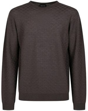 Giorgio Armani Trui Van Scheerwol Met Reguliere Pasvorm En Driehoekig Weefpatroon - Grijs