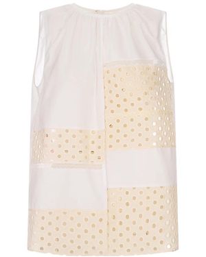 Marni Tops ,Wit ,Katoen Mouwloze Blouse - Naturel