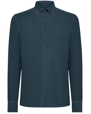 Rrd Blaues Techno Wash Piquè Hemd