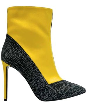 Borbonese Gelbe Damenstiefelette Aus Echtem Leder - Schwarz