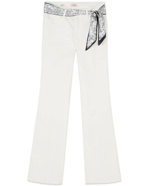 Oltre Broeken ,Wit ,Katoen Flare Broek Met Sjaal