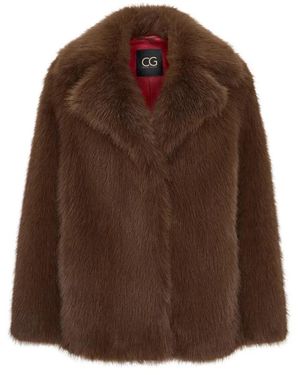 CESARE GASPARI Jassen ,Bruin ,Polyester Korte Faux Fur Jas