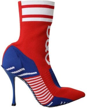 Dolce & Gabbana Logo Sock Boot - Red