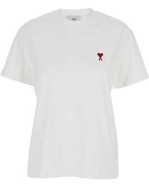 Ami Paris Tops ,Wit ,Katoen De Coeur T-Shirt