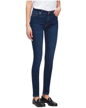 7 For All Mankind Hoge Taille Skinny Eco Denim Jeans - Blauw