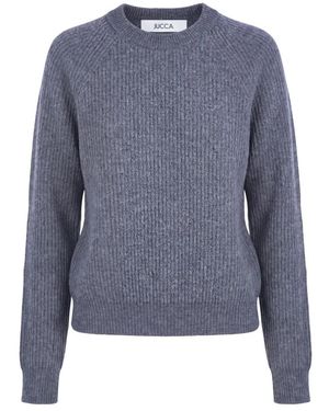 Jucca Truien & Vesten ,Grijs ,Katoen Trui Met Ronde Hals - Blauw